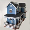 Blue Cottage, maison miniature victorienne à vendre