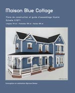 Plan maison miniature Blue Cottage au 1/12e, création originale de Myriam Demar