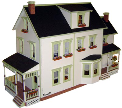 Maison de poupées victorienne de création artisanale par Myriam D